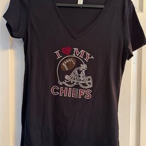 Women's Black V-Neck Chiefs Tee